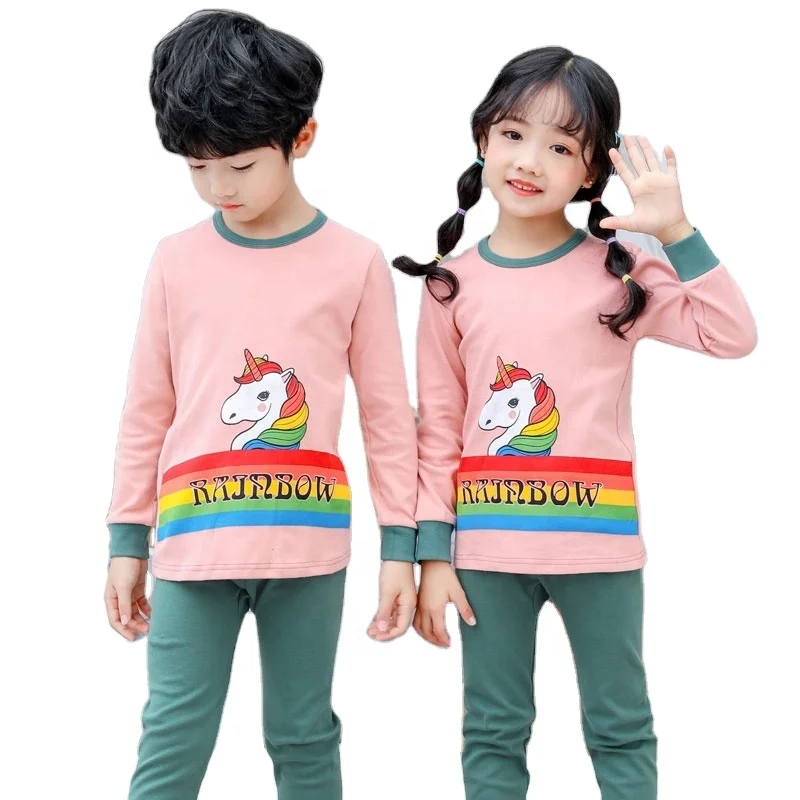 

Amazon hot selling Girls Long Johns Set Children's Casual Warm cotton Pajamas Sets Boys Thermal Underwear Sets Fashion style, Picture shows