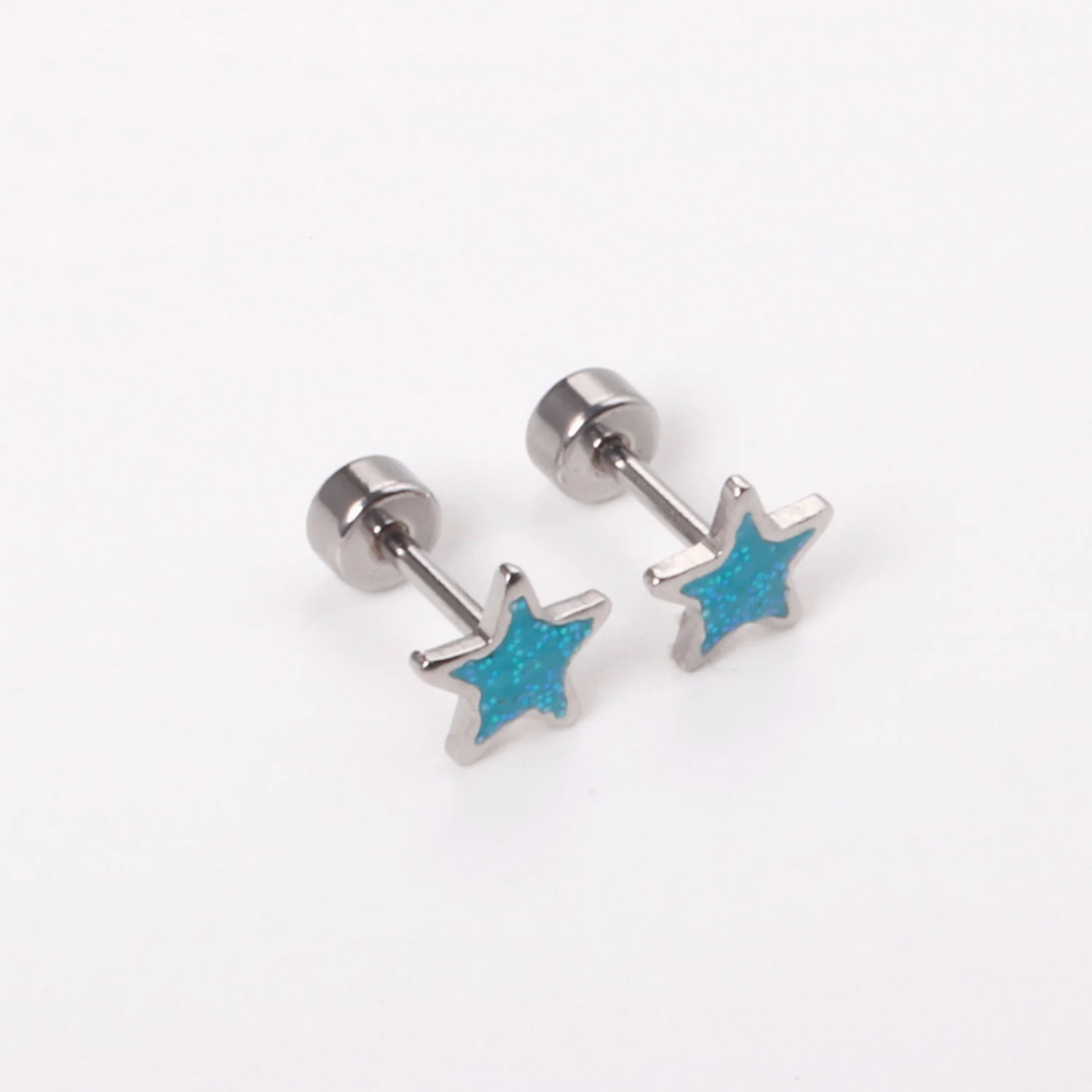 

18k Gold Plated Star Stainless Steel Screw Earings For Women Gift, Gold/steel