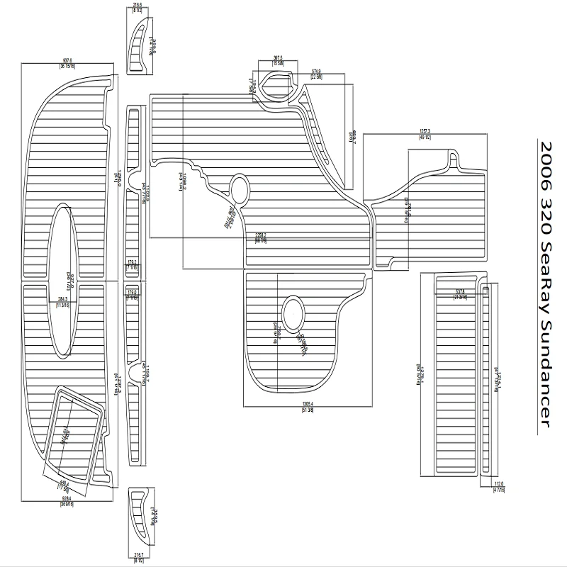 

2006 SeaRay Sundancer 320 Swim Platform & Cockpit Boat EVA Teak Decking 1/4" 6mm