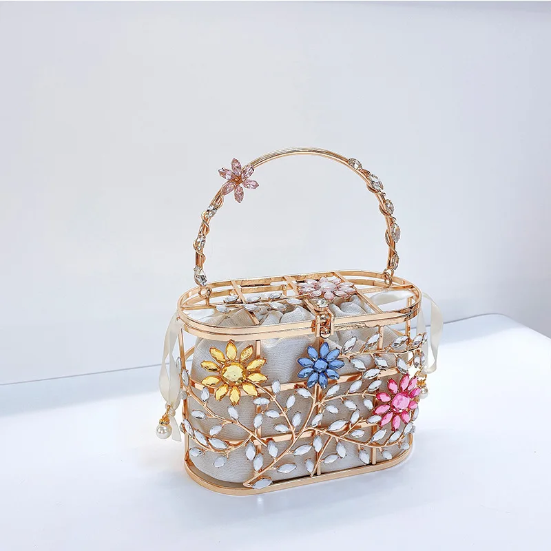 

Elegant party prom cage evening bags rhinestone floral beaded crystal purse clutch crossbody women bling bag handbags, Customized