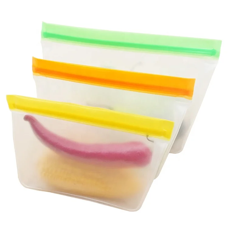 

Stand Up BPA-Free Ziplock Reusable Freezer Storage Bags for Large Food baggies, Green,yellow,orange
