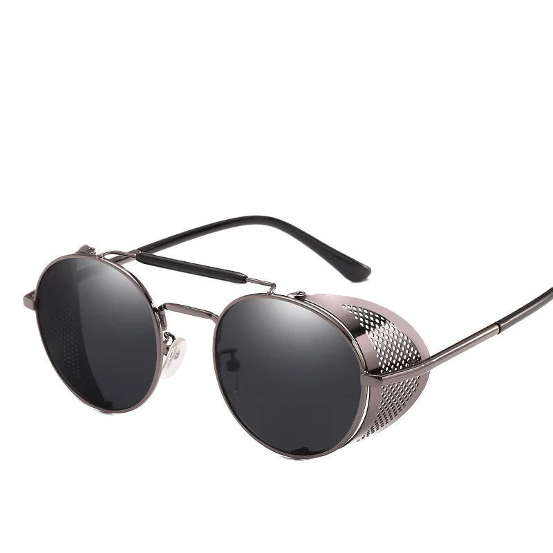 

Wholesale Fashion High Quality Women And Men Retro Steampunk Round Sunglasses