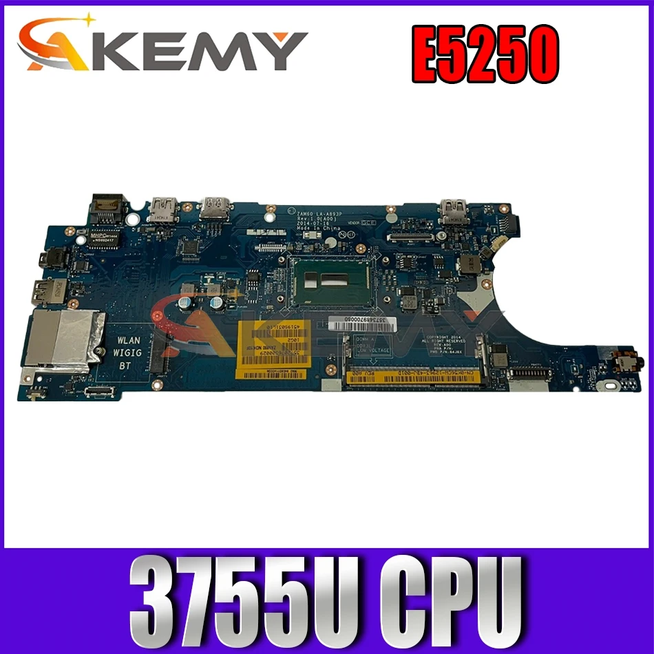 

Akemy CN-08FKX9 8FKX9 FOR DELL LATITUDE E5250 Laptop Motherboard ZAM60 LA-A891P celeron3755U Mainboard 100%tested