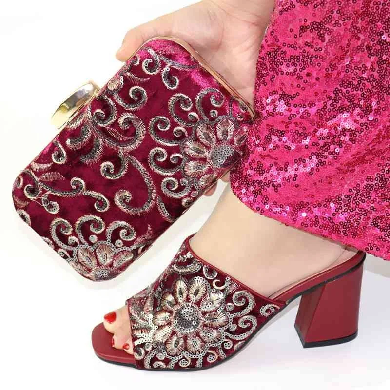 

AB7828 shoes and bag match women high heel 8cm shoes italian shoes and bag set, Red,black, white,wine,etc