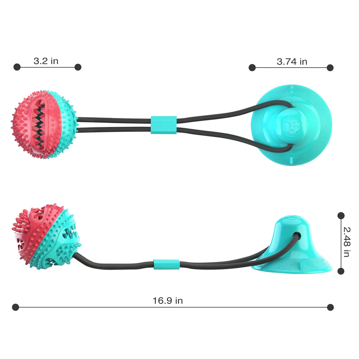 

Free Sample Dog Interactive Activity Bite Toy Suction Rope Tug Sucker Toys Eco friendly TPR Rubber Ball Tooth Cleaning, Blue, green, red