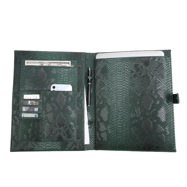 

A4 PU leather snake file folder portfolio compendium with laptop phone holder case
