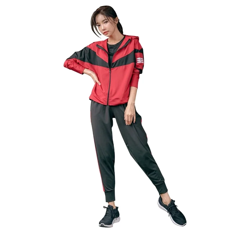 

hot Wholesale Customize logo black hoodie Modern Look women Training Soccer Training Tracksuit plus size jackets, Red/black