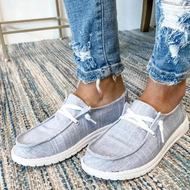 

2022 Summer Fashion Sneakers Casual Loafers Flat Womens Canvas Slip On Shoes, Customized color