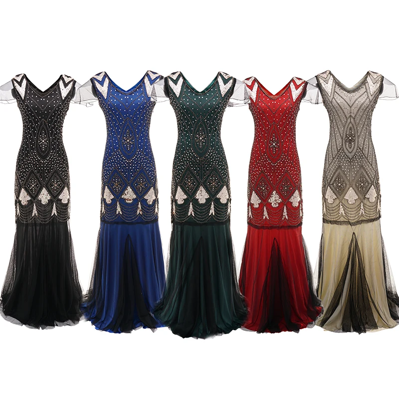 

Ecoparty Beautiful 1920s 30s Style Flapper Evening Cocktail Party Beaded Dress