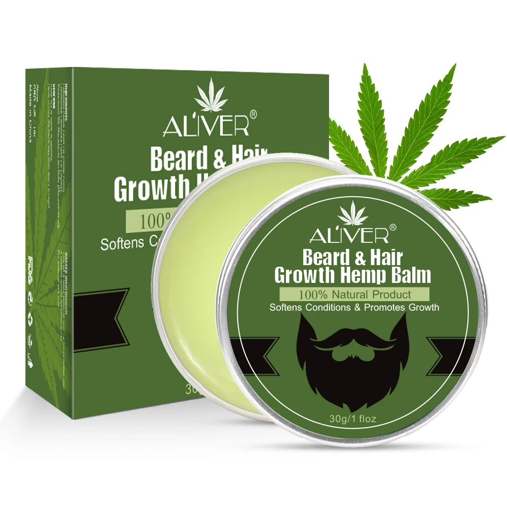 

ALIVER Beard Essential balm Natural Mens hemp beard balm soft anti-dandruff wax moisturizing Suitable for any beard type 30g OEM