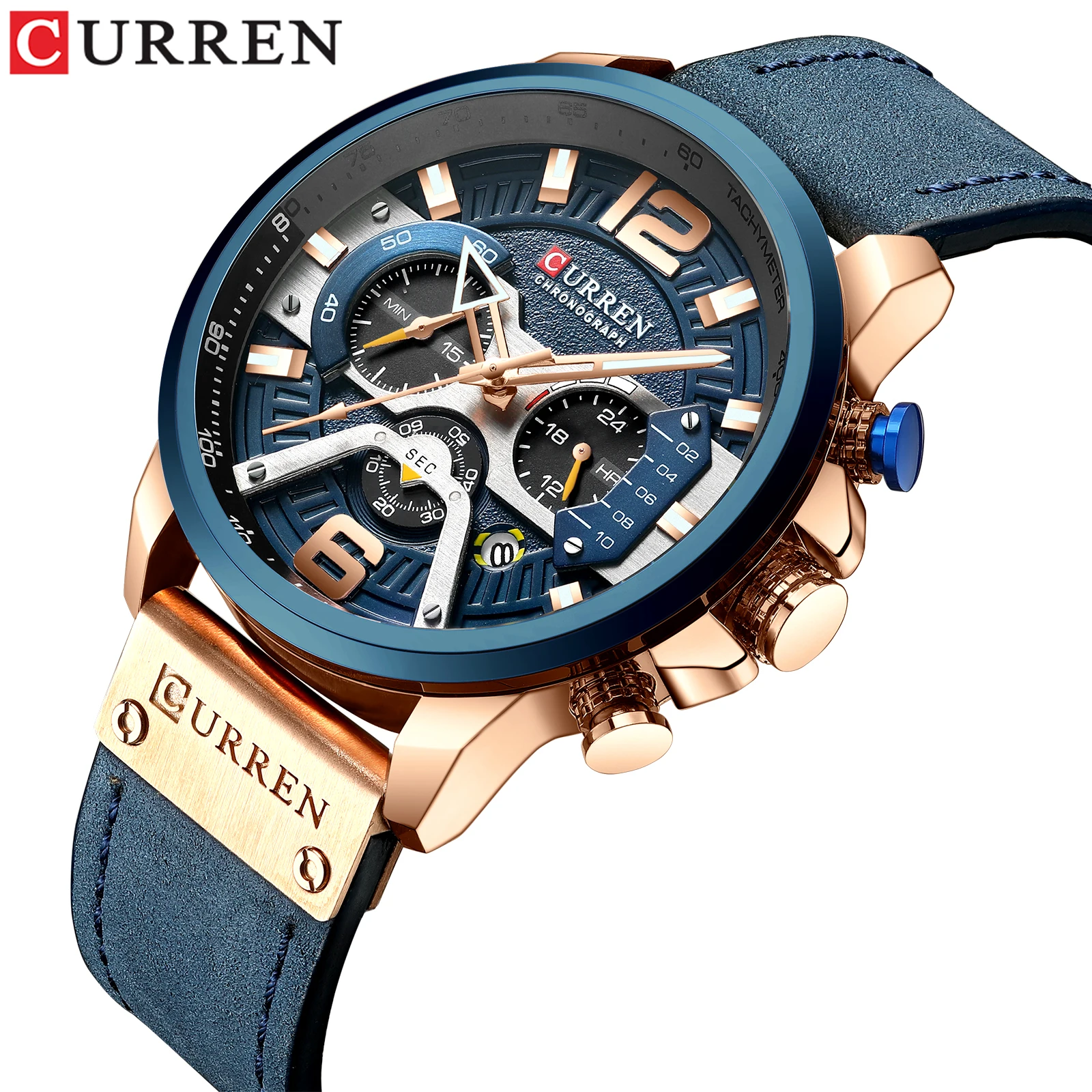 

CURREN Top Brand Quartz Mens Watch Business Chronograph Men Wrist Creative Waterproof Watch, 5 colors