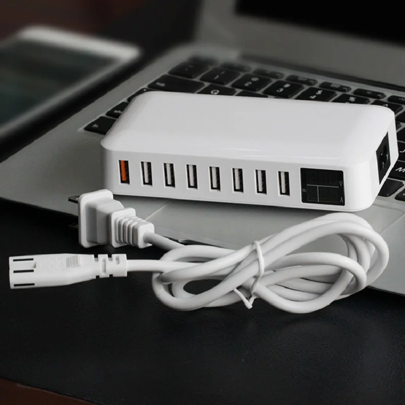 

Multiple Charger Station Fast USB Charging USB Charger 8-Port Multi USB Charger for Smartphones Tablets 5v Cell Phone Charging, White