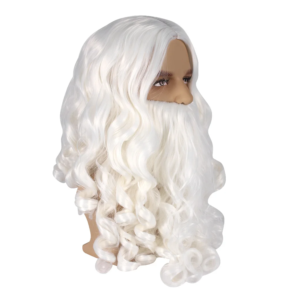 

White Color Christmas Costume Party Play Santa Beard and Synthetic Wig