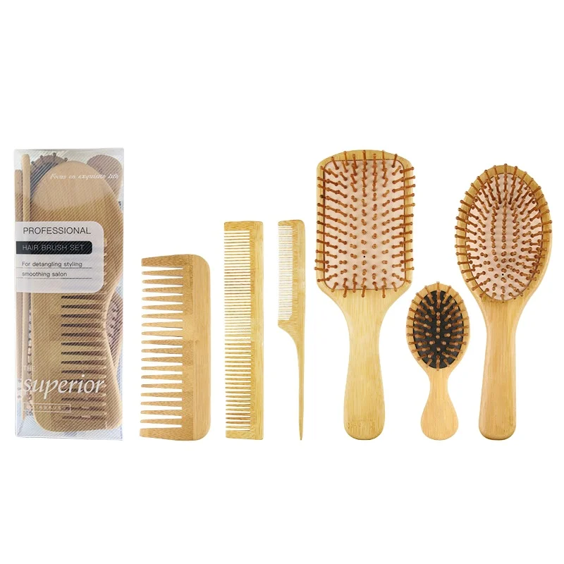 

Wholesale Bamboo Hair Wide Tooth Brush Detangling Hair Brush Paddle Wooden Adult Hair Brush Set, Customized color