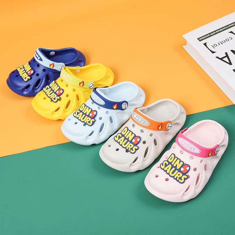 

2021 new Children EVA Slippers Silent Slides Both Indoor and Outdoor Cartoon Design Kids Slide Sandals, Blue/yellow/pink/gray/dark blue