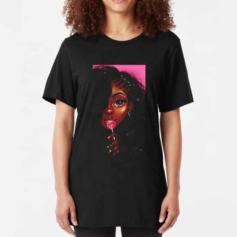 

2020 New Design T Shirt For Women Summer Short Sleeve Cool Black Girl cotton t shirt, Picture