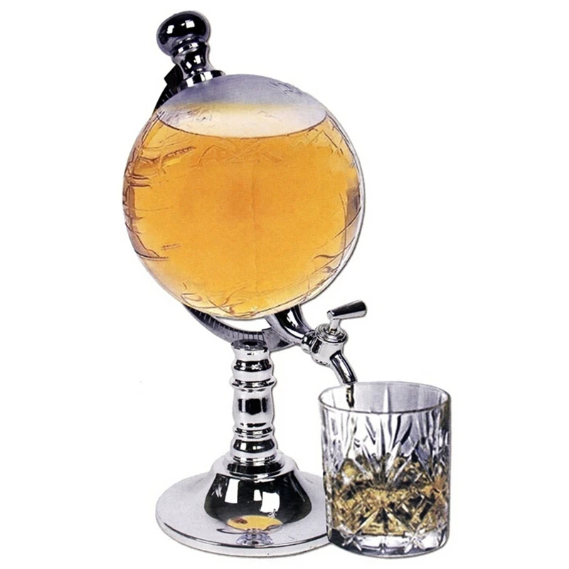 

dropshiping Simple &Practical Creative Drink Wine Beer Pump Single Canister Pump 1000cc Globe Shaped Beverage Liquor Dispenser