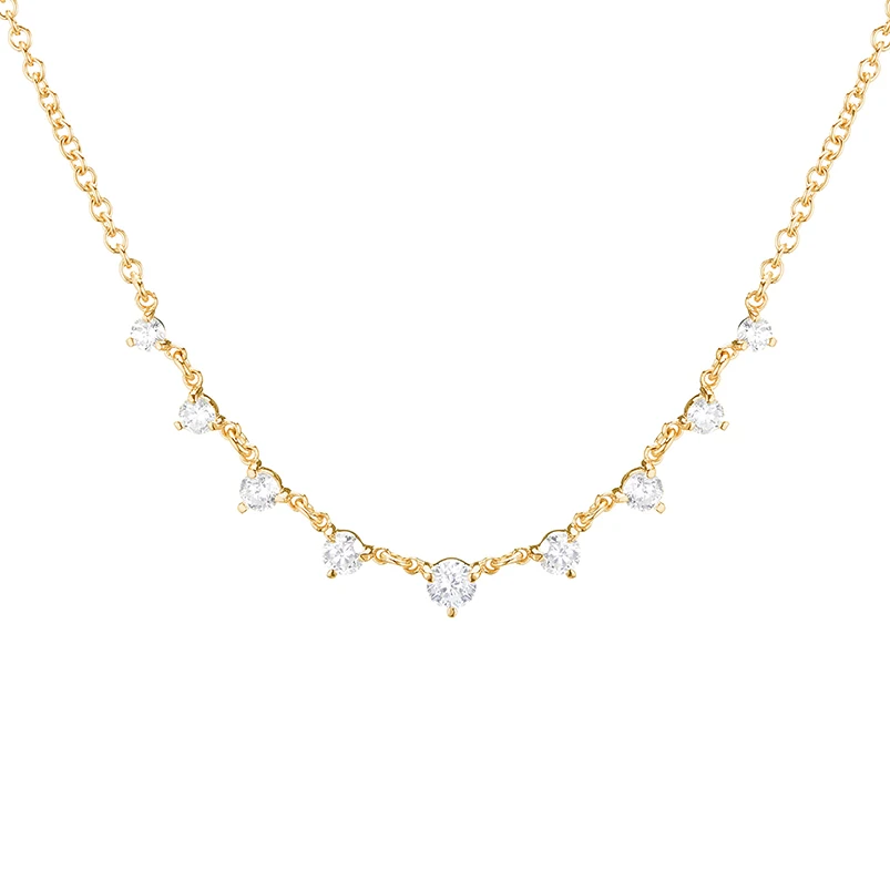 

Gemnel party jewelry 925 sterling silver 18k gold mini starstruck diamond rainbow cz choker necklace