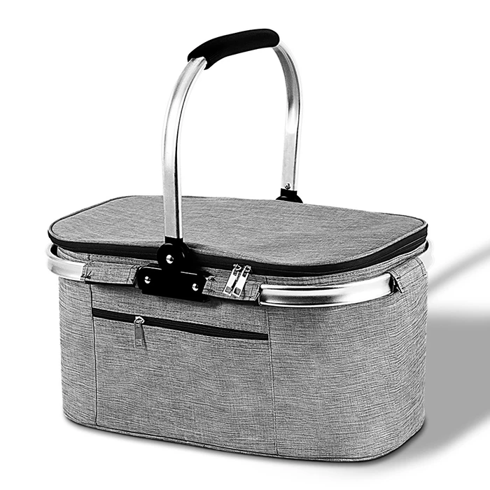

2021 new fashion women men outdoor picnic water proof portable folding insulated cooler bag, Gray,blue