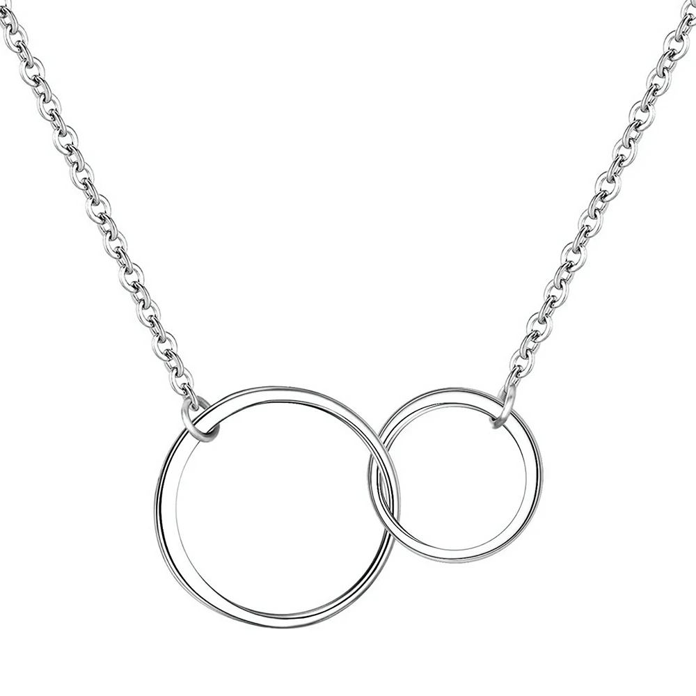 

Hot Sale 925 Sterling Silver Gold Plated GG Double Circle Interlock Mother Daughter Generation Interlocking Necklace For Women