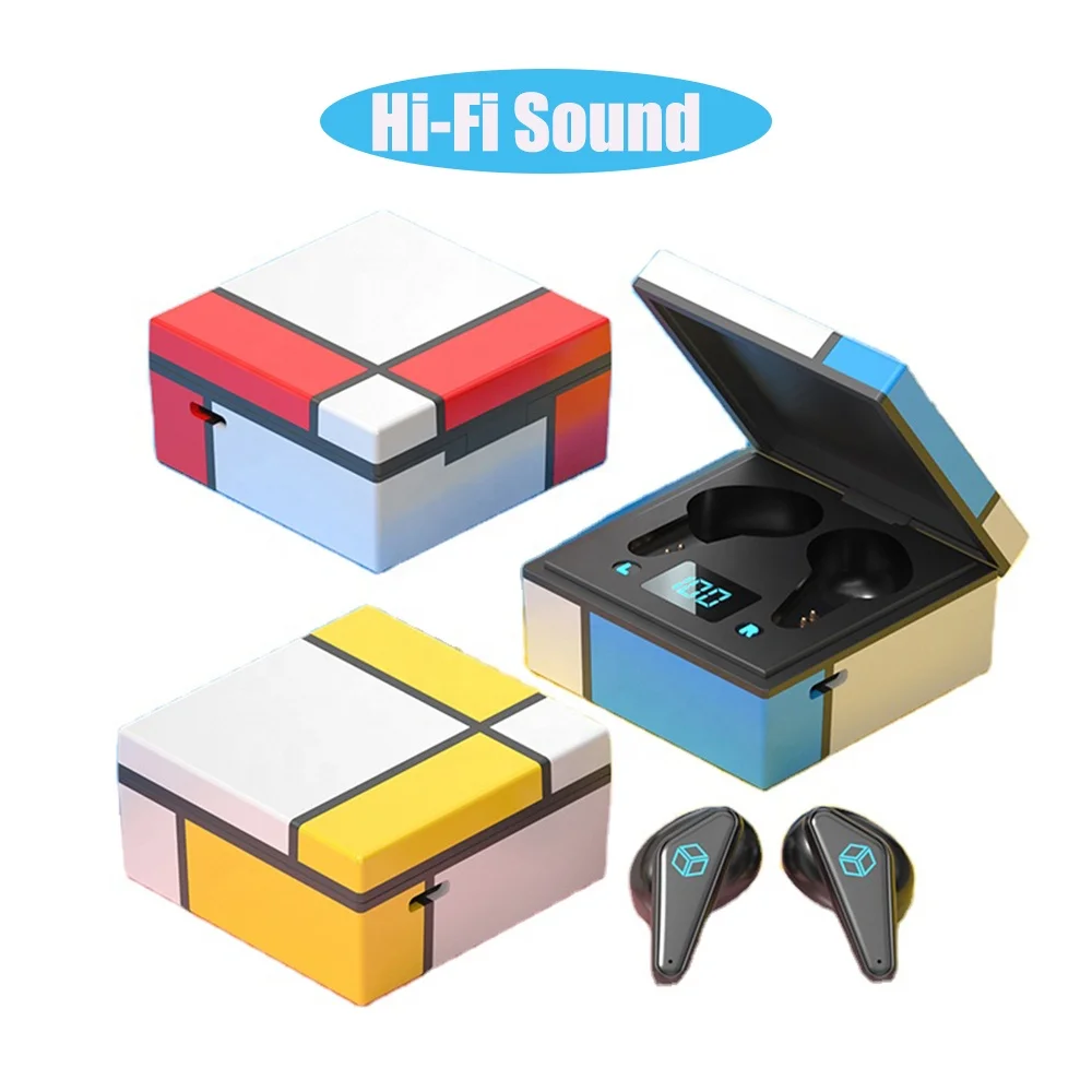 

Newly Magic Cube Gaming TWS ANC Earbuds M10 F9-5 Noise Cancelling Sport Low Latency Wireless headphone K66 wireless earphones, Blue/red/yellow