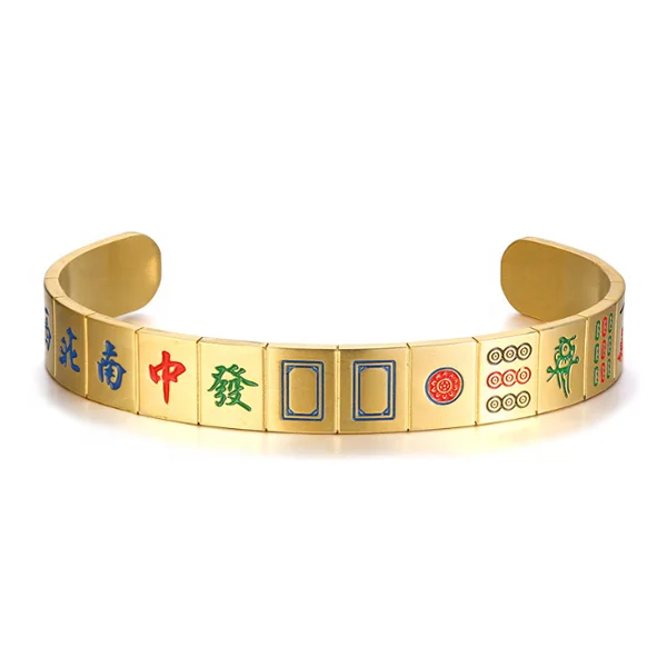 

Craft Custom Mens Women Accessories Stainless Steel Mahjong Bracelet, As pictures