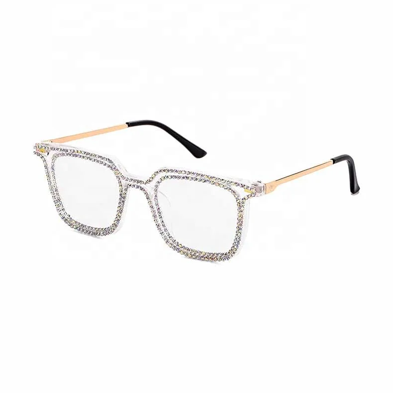 

2020 Fashion Sunglasses Women Luxury Rhinestone Square Sun Glasses Clear Lens Men Sunglasses Vintage Shades Lentes De Sol UV400, Customized color