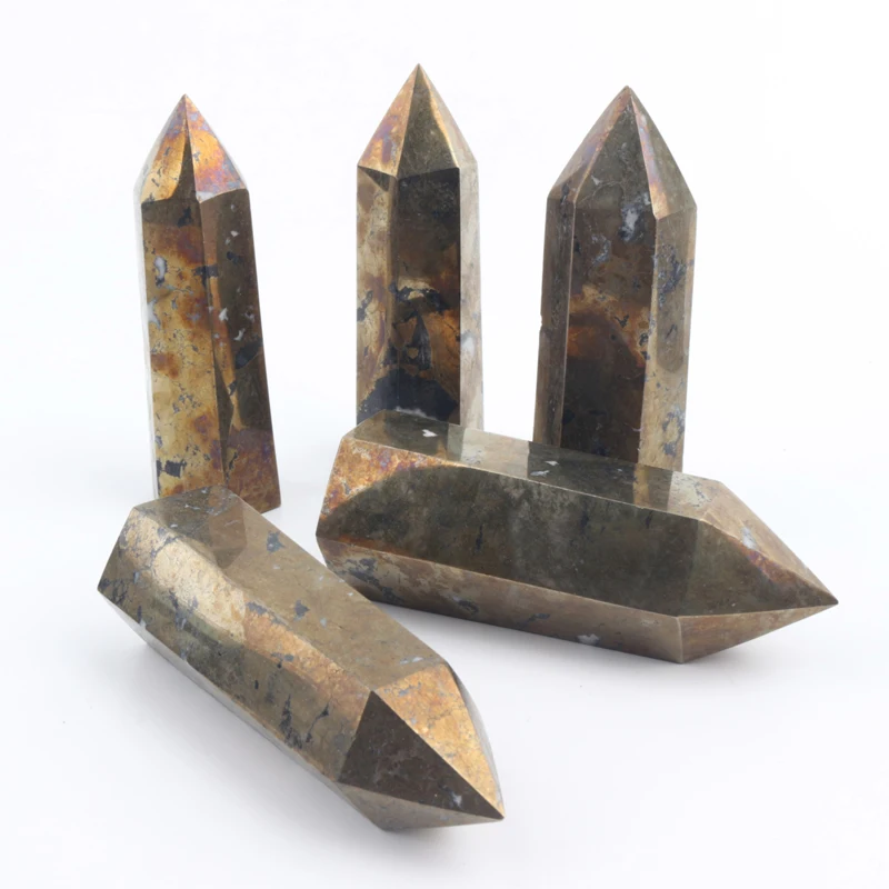 

healing crystal jewelry reiki stone pyrite quartz point crystal tower for decoration