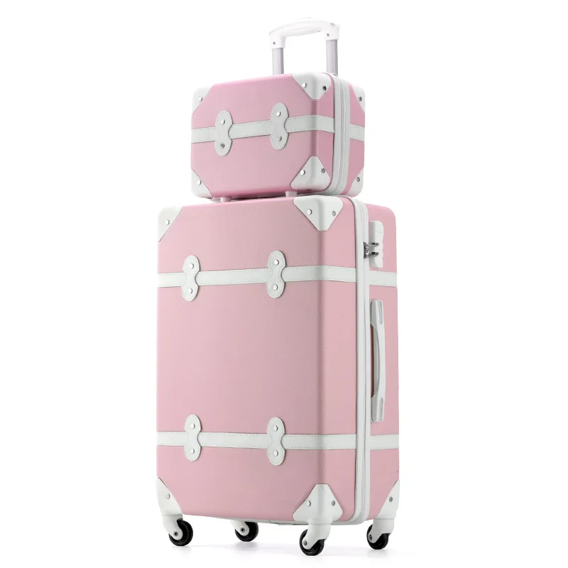 

Mother and child two-piece luggage 12-inch cosmetic case 20-inch student retro trolley case universal wheel suitcase