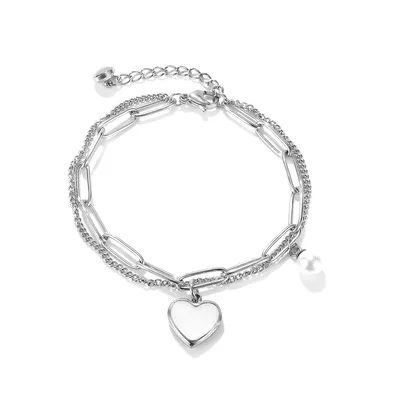 

MSYO New Ins Hip Hop Heart Bracelet Simplicity Exquisite Stainless Steel Bracelets For Women Fashion Chain Bracelet