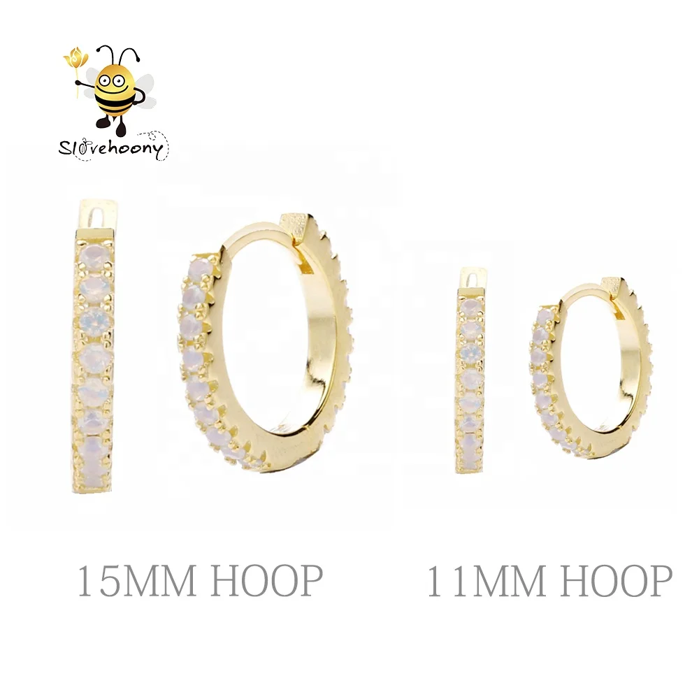 

Slovehoony Opal Stone Jewelry 925 Sterling Silver Opal Hoop Earrings, Custom Hoop Earring Accessories, Silver/18k gold plated /rose gold plated
