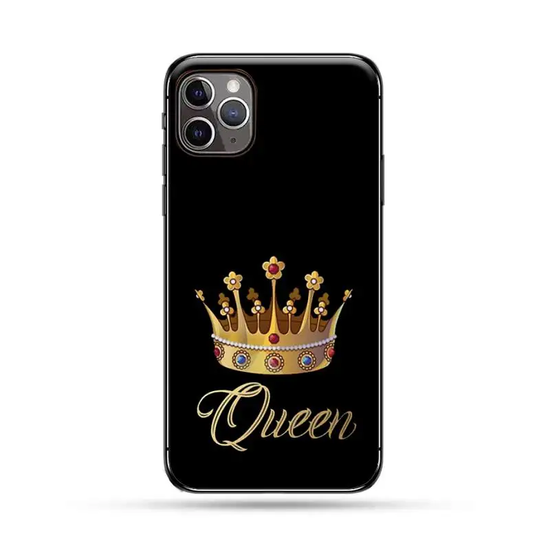 

Crown queen king art Phone Case for iPone 11 12 pro XS MAX 8 7 6 6S Plus X 5S SE 2020 XR Soft TPU funda Waterproof scratchproof