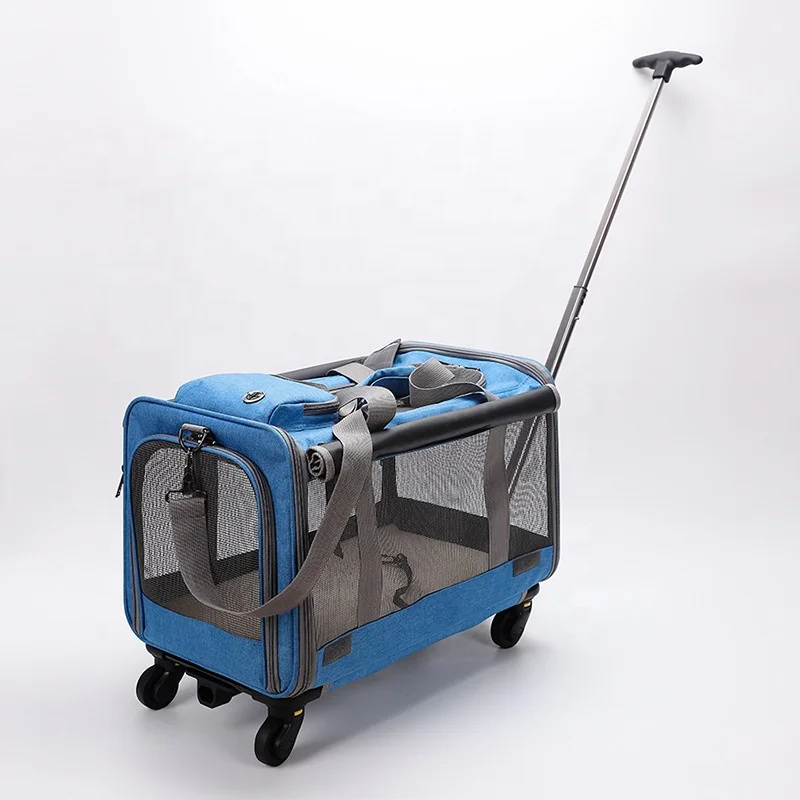 

Portable Breathable Durable Cat Dog Cages Bag Pull Rod Removable Wheeled Ventilation Holes Pet Travel Carrier With Wheels