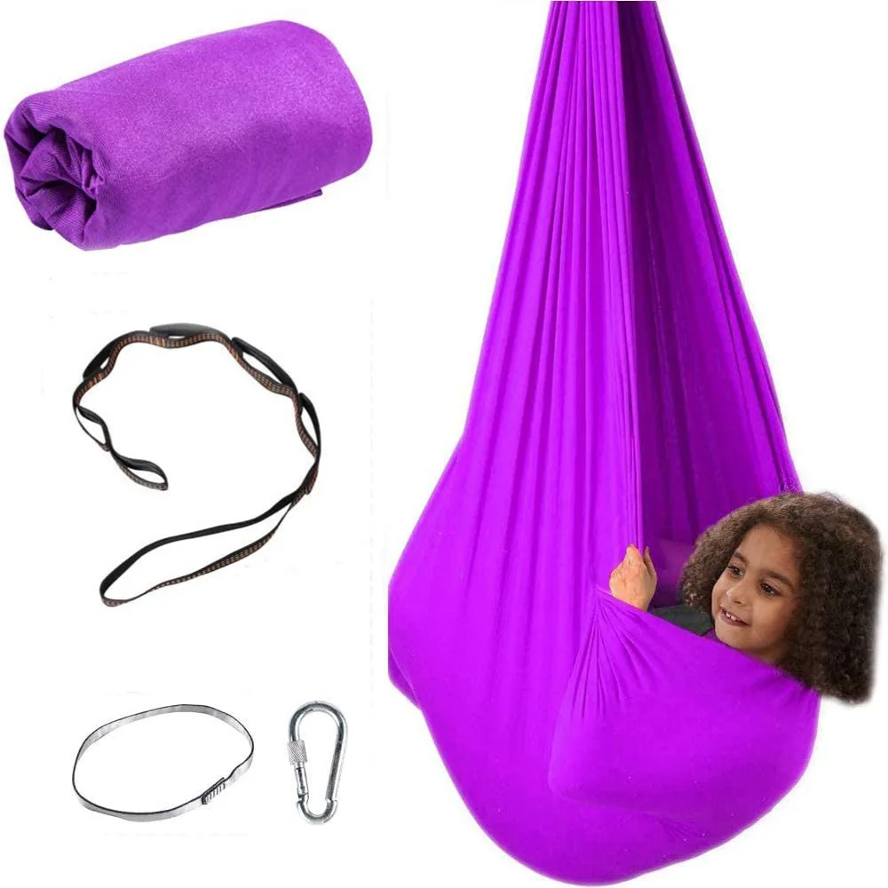 

Kids Indoor for Vertical Stability Training Therapy Swing Sensory Suspended Therapy Swing hammock, Blue/purple/red