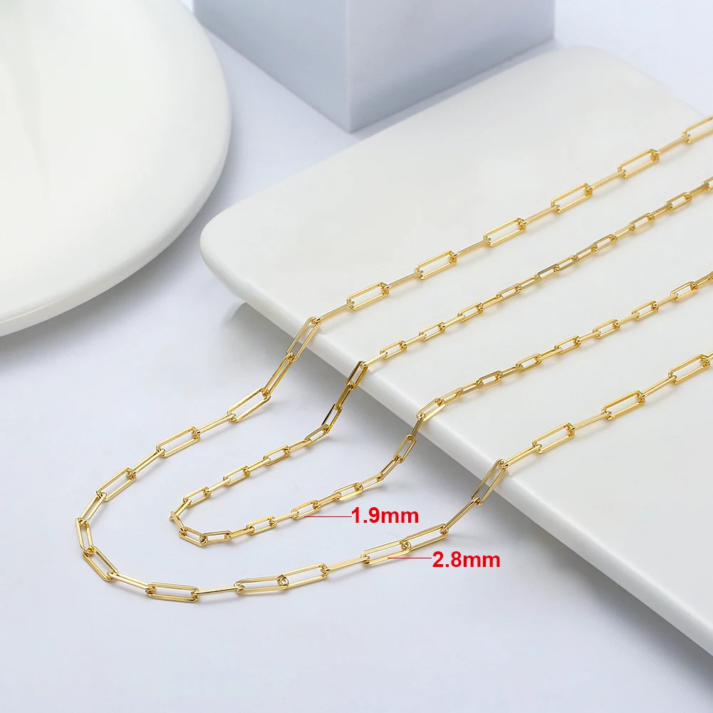 

RINNTIN GC11 Solid Gold Chains Jewelry Real 14K Soild Gold 1.9mm 2.8mm Paperclip Link Chain Necklace, Yellow / rose / white