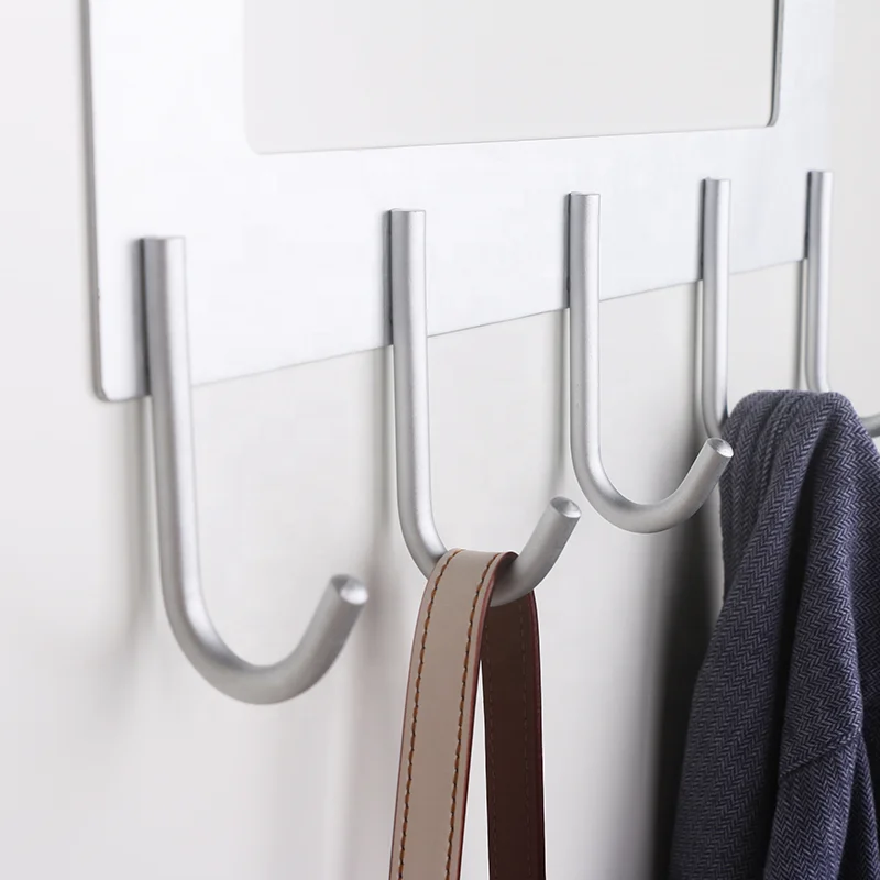 

Aluminum Over the Door Hooks Silver 5 hooks Clothes Wall Hanger Coat Hat Wall Hook, Customized color