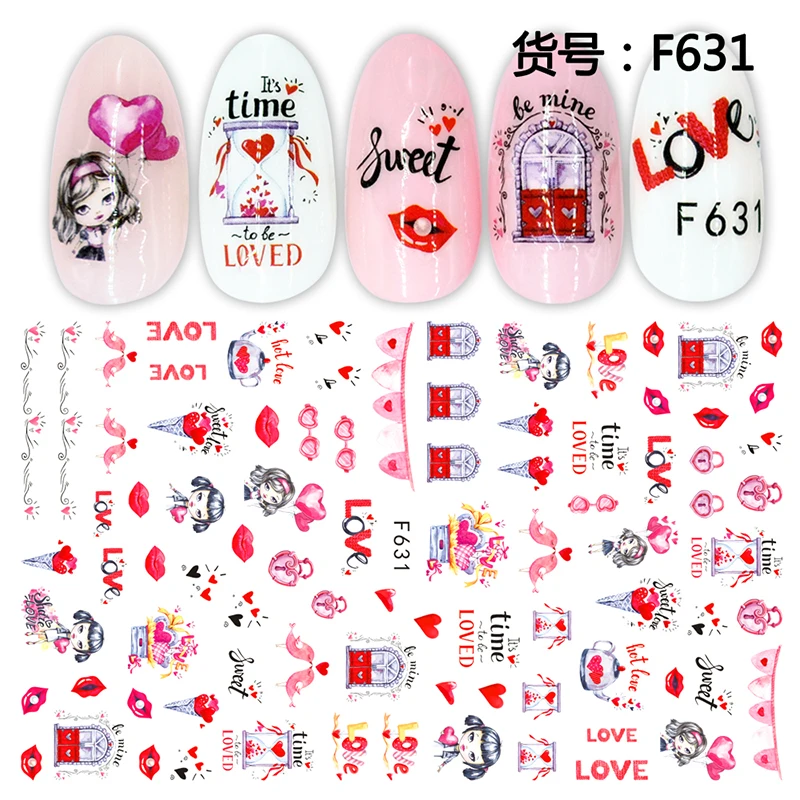 

2020 High Quality Designer Nail Art Sticker 3D Heart Valentine Nail Sticker, Picture