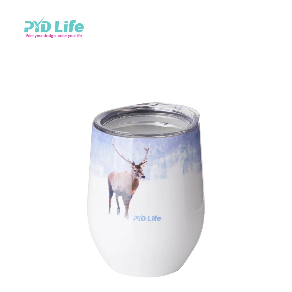 

PYD Life Wholesale Costom Coffee Cups Stemless Stainless Steel Sublimation Insulated 12oz Wine Tumbler With Lid, Colored