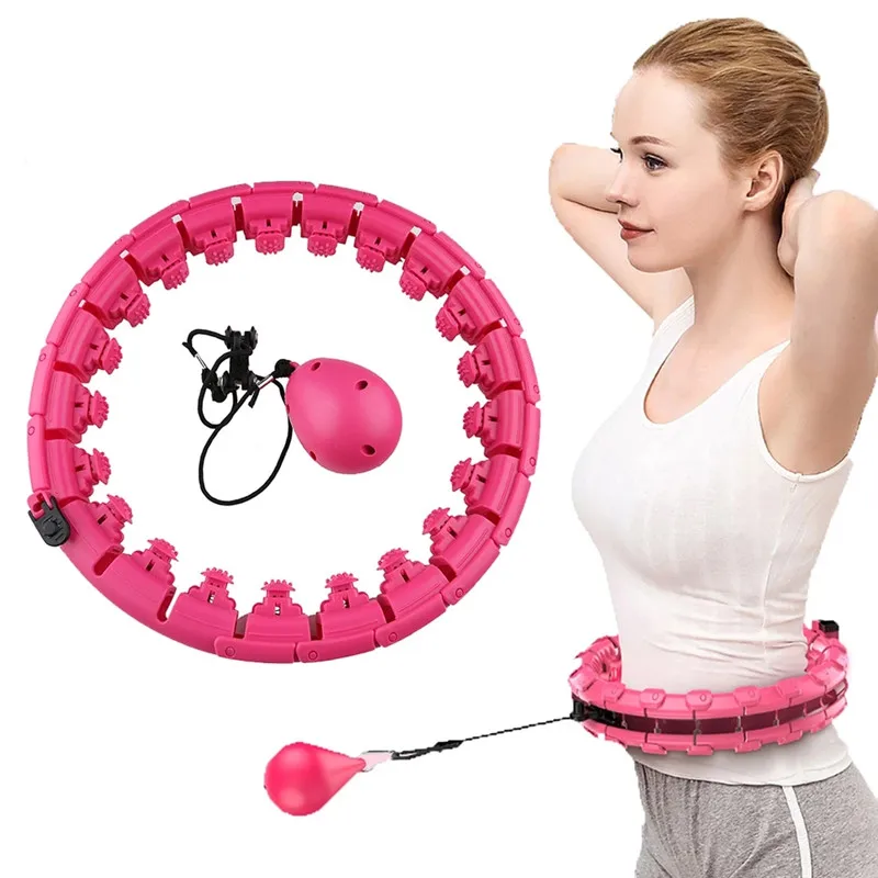 

Flexible Weighted Gym Fitness Smart Hula Fitness Hoops Gym Foldable Detachable, Pink,purple