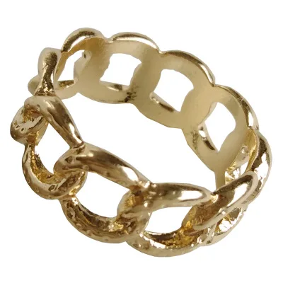 

Personality Design Simple Gold Plated Rings Geometric Hollow Link Chain Rings, Gold,sliver