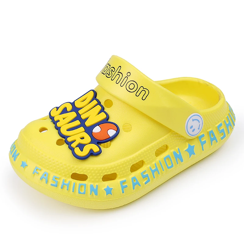 

Wholesale Cute Dinosaur Design EVA Clogs Children Garden Shoes Yellow Boys Kids Injection Shoes Soft Slippers for Kids