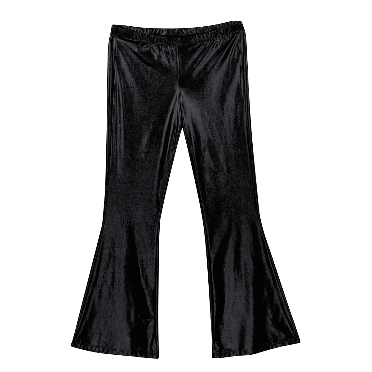 Men Shiny Disco Pants With Bell Bottom Flared Leg Long Pants Dude