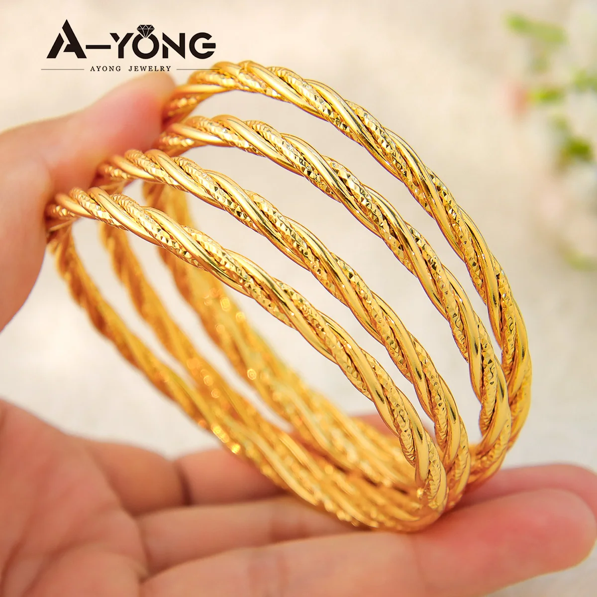 

Unique Design Jewelry Set Spiral Bracelet Gold Plated Bangles Women's Stack Bracelets Sets