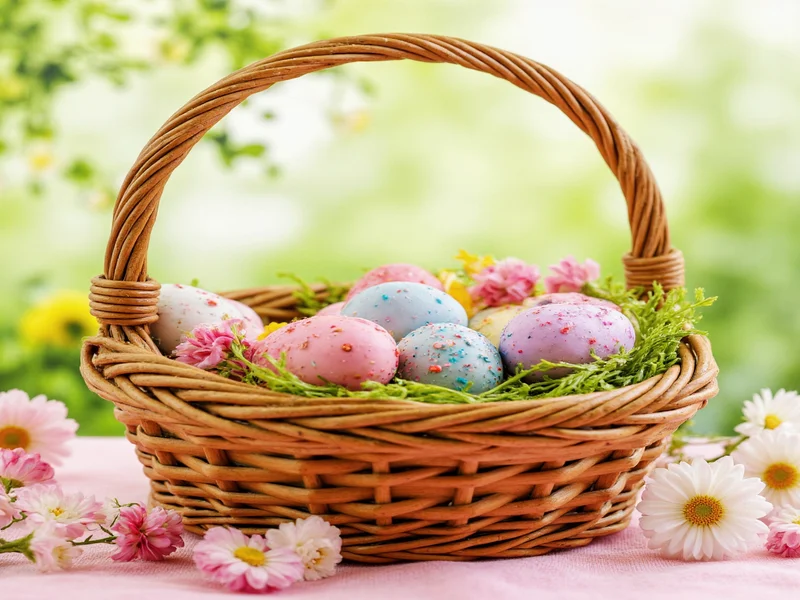 Eco-friendly Easter basket filled with non-candy treats