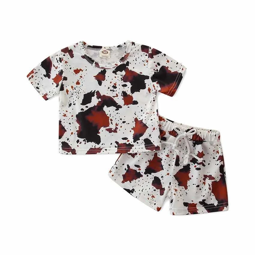 

Girls Summer Outfits Cow Print 2PCS Shorts Set