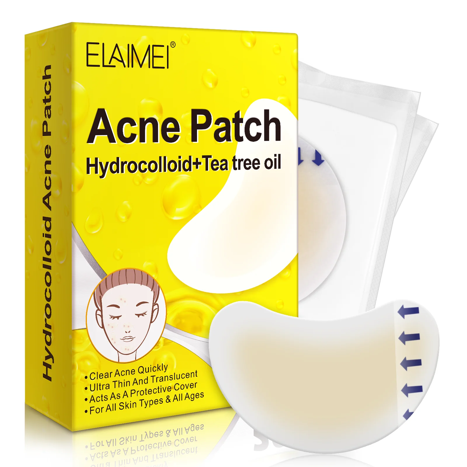 

ELAIMEI Private Label Acne Pimple Healing Patch Tea Tree Oil Hydrocolloid Spot Dots Treatment Acne Removal Patches