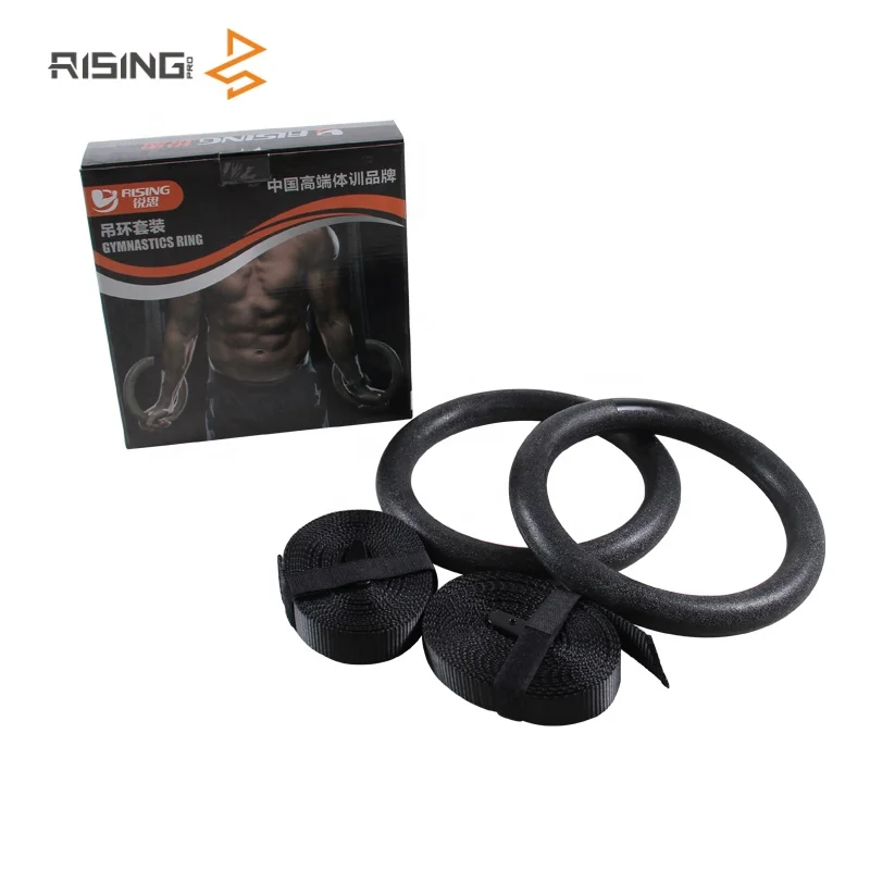 

New material ABS gym rings with adjustable strap gym ring for fitness, Black