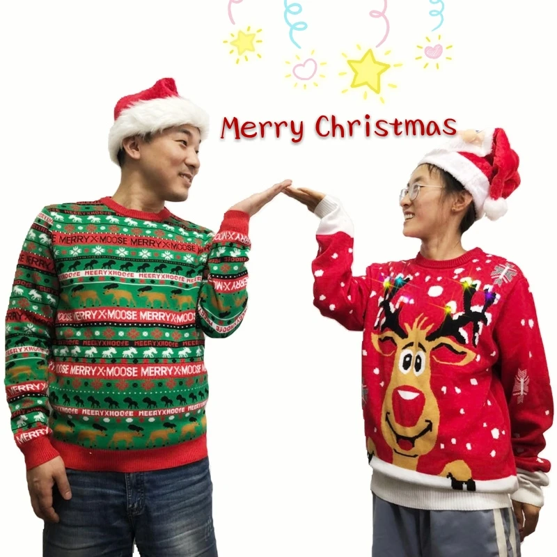 

OEM Unisex adults ugly christmas sweater manufacturer with LED lights