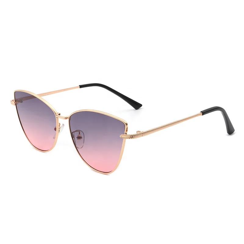 

New fashion promotional retro cat eye custom metal frame women sunglasses
