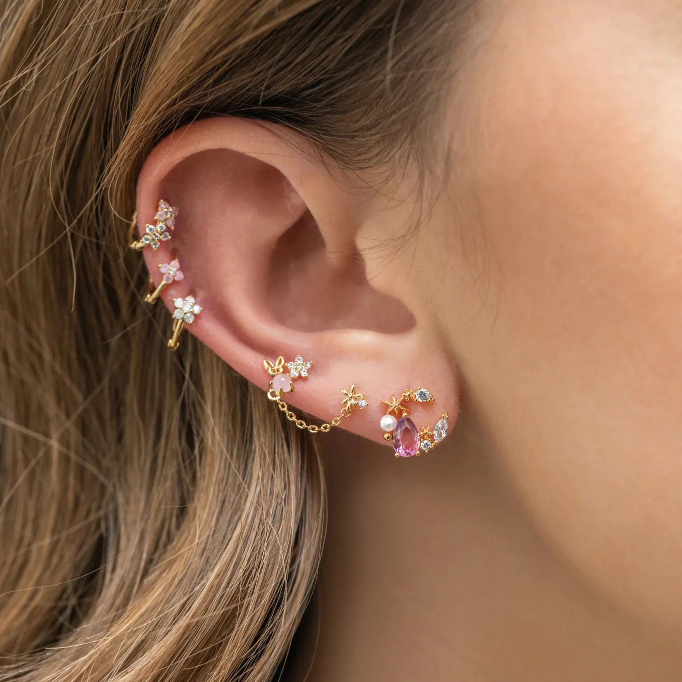 

Ins Style Sweet Crystal Zircon Flower Stud Earring Dainty 925 Silver Post Colored Flower Earrings Set For Women